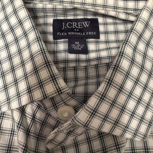 J. Crew Men's Flex Wrinkle-Free Plaid Shirt - Green and White